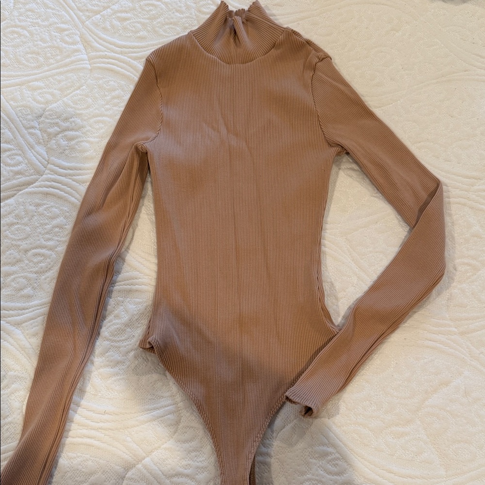 Fashion Nova Tan Long Sleeve Bodysuit